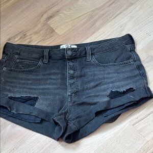 We The Free Black Jean Shorts Distressed Cut-Off